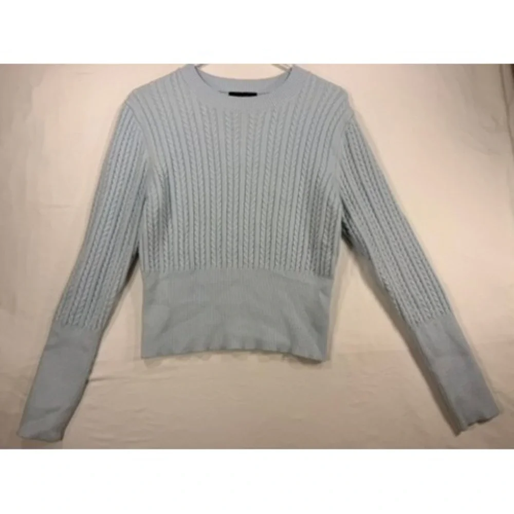 Arden B Cable Knit Sweater Womens‎ XL Light Blue Excellent Long Sleeve Crewneck